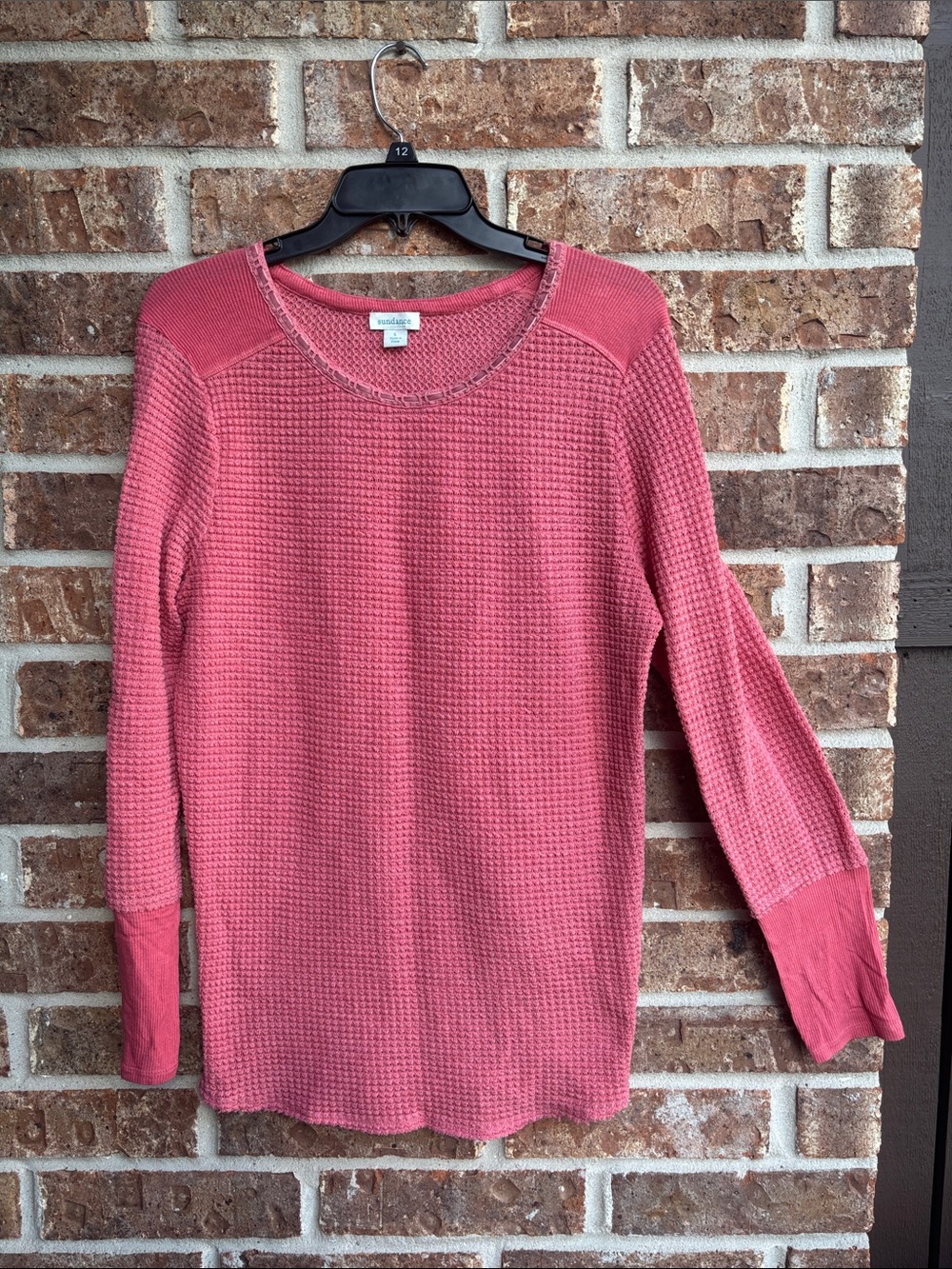 Sundance coral Waffle Knit long sleeve top